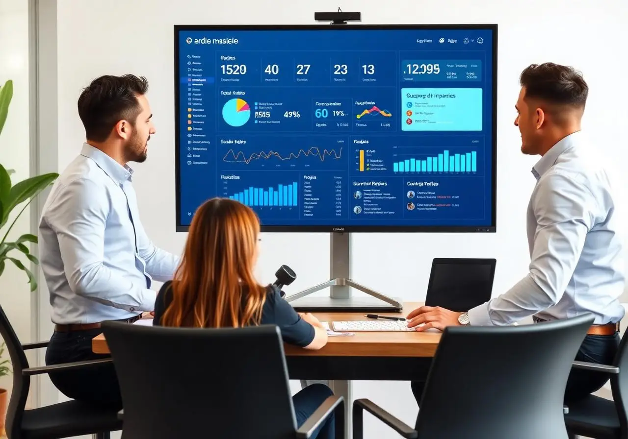 Equipe de marketing digital analisando relatórios de SEO local e métricas do Perfil de Empresas em Presidente Prudente